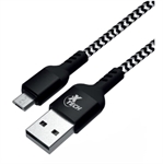 Xtech XTC-366 - USB Cable, Micro USB Type-B Male to USB Type-A Male, USB 2.0, 1.8m, braided Black and White