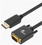 Xtech XTC-377 - Cable de Video, DisplayPort Macho a VGA Macho, Hasta 1080, 1.7m, Negro