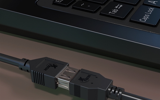 Xtech XTC-306 Cable Negro USB 2.0 Tipo A Macho a Tipo A Hembra Vista Conectado