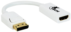 Xtech XTC-358  - Video Adapter, DisplayPort Male to HDMI Female, Up to 3840 x 2160, 20cm, White
