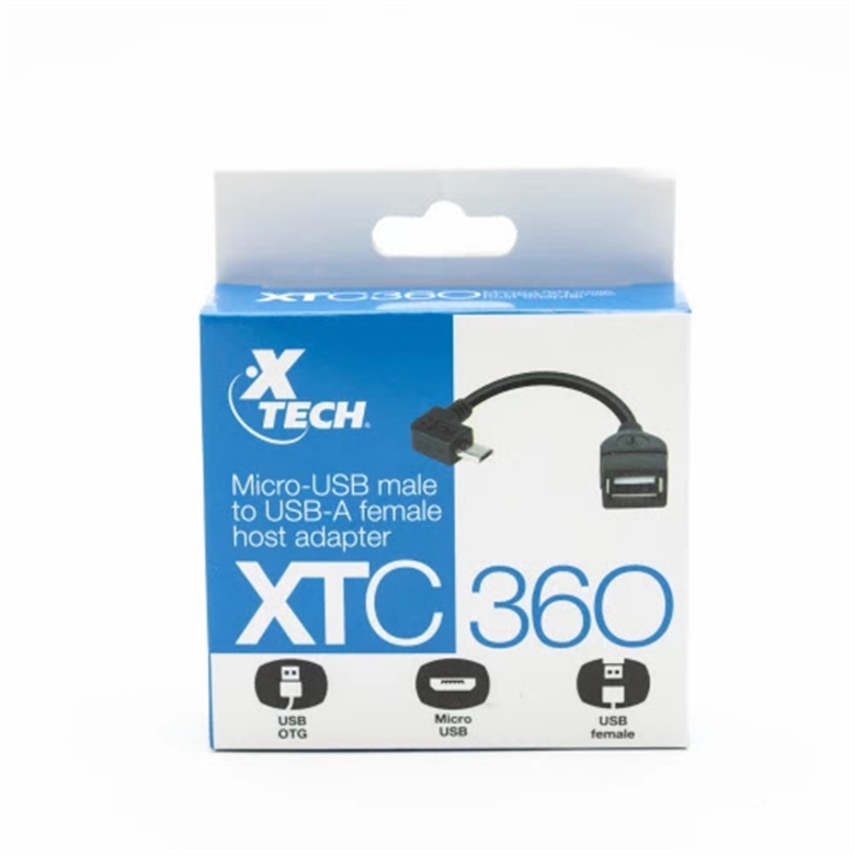 Xtech XTC-360 USB Adapter Micro USB Male to USB Type-A Female USB Package View