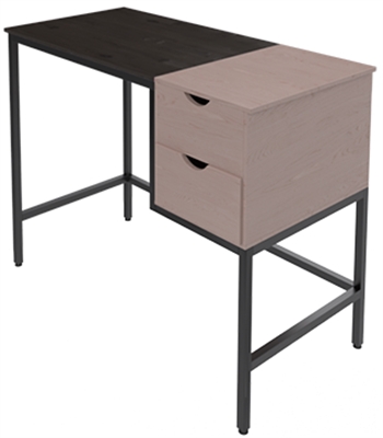 Xtech XTF-CD457 Computer Desk with Black Steel Frame and 2 Wood Drawers