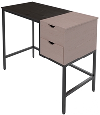 Xtech XTF-CD457 - Computer Desk with Black Steel Frame and 2 Wood Drawers, Black Steel Frame and Wood Drawers