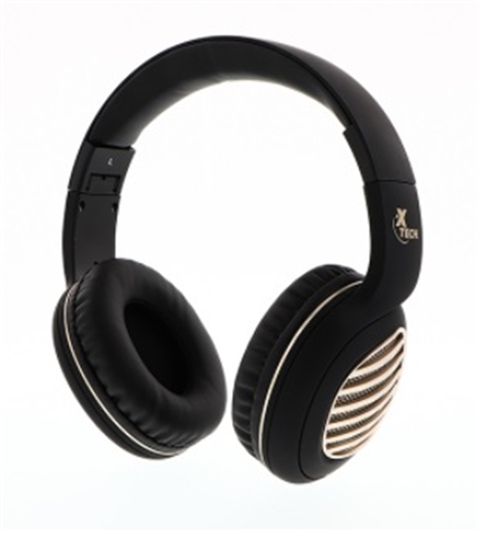 Xtech XTH-630GD Black Gold Wireless Headset Front View