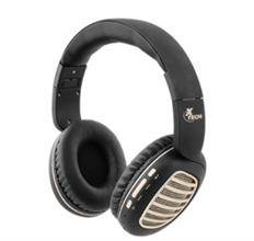 Xtech XTH-630  - Headset, Estéreo, Supraaurales, con Micrófono, Inalámbrico, Con Cable, 3.5mm, Bluetooth, 2.4GHz, 20Hz-20KHz, Negro y Dorado