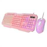 Xtech XTK-540S - Gaming Keyboard and Mouse Combo, Wired, USB, RGB, Membrane, Spanish, Pink