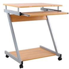 Xtech XTF-CD192 - Mobile Computer Desk with Sliding Keyboard Tray, Beech