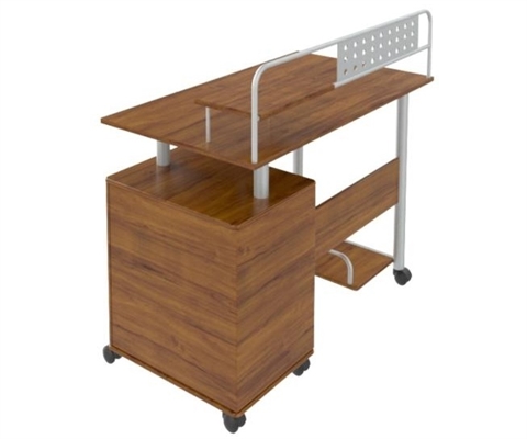 XTF-CD195 Multi-Level Mobile Computer Desk with Drawers-back View