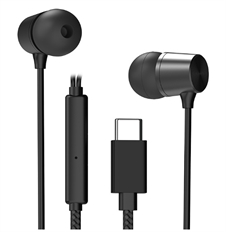 Xtech TuneLoop  - Audífonos Intraurales Cableados, Conector USB-C, Control de Volumen y Micrófono Integrado, Negro